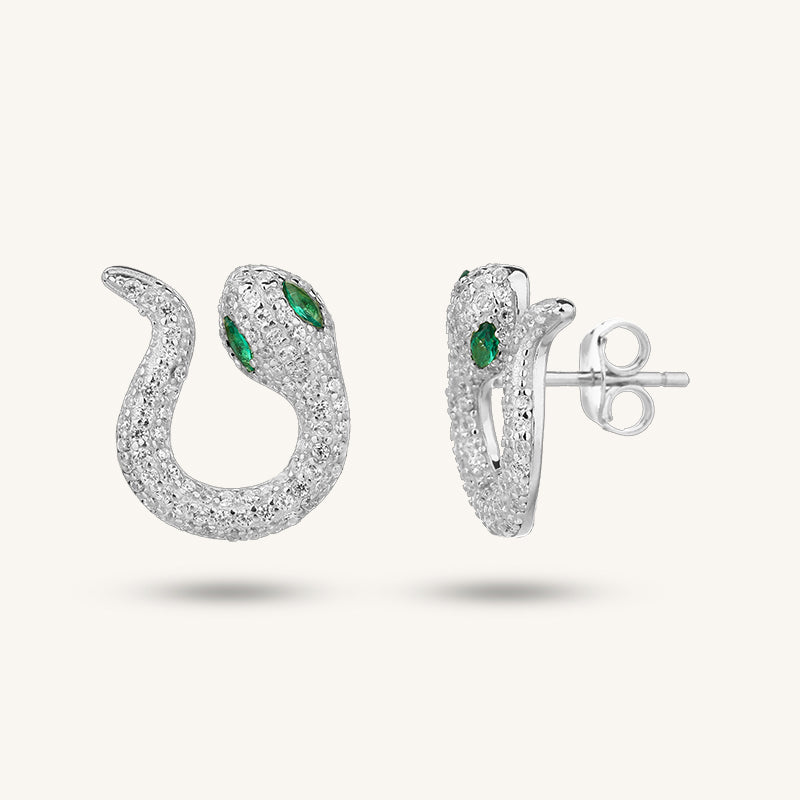 2025 Snake Design Earrings, Emerald Green Dangle Hoop Stud Earrings