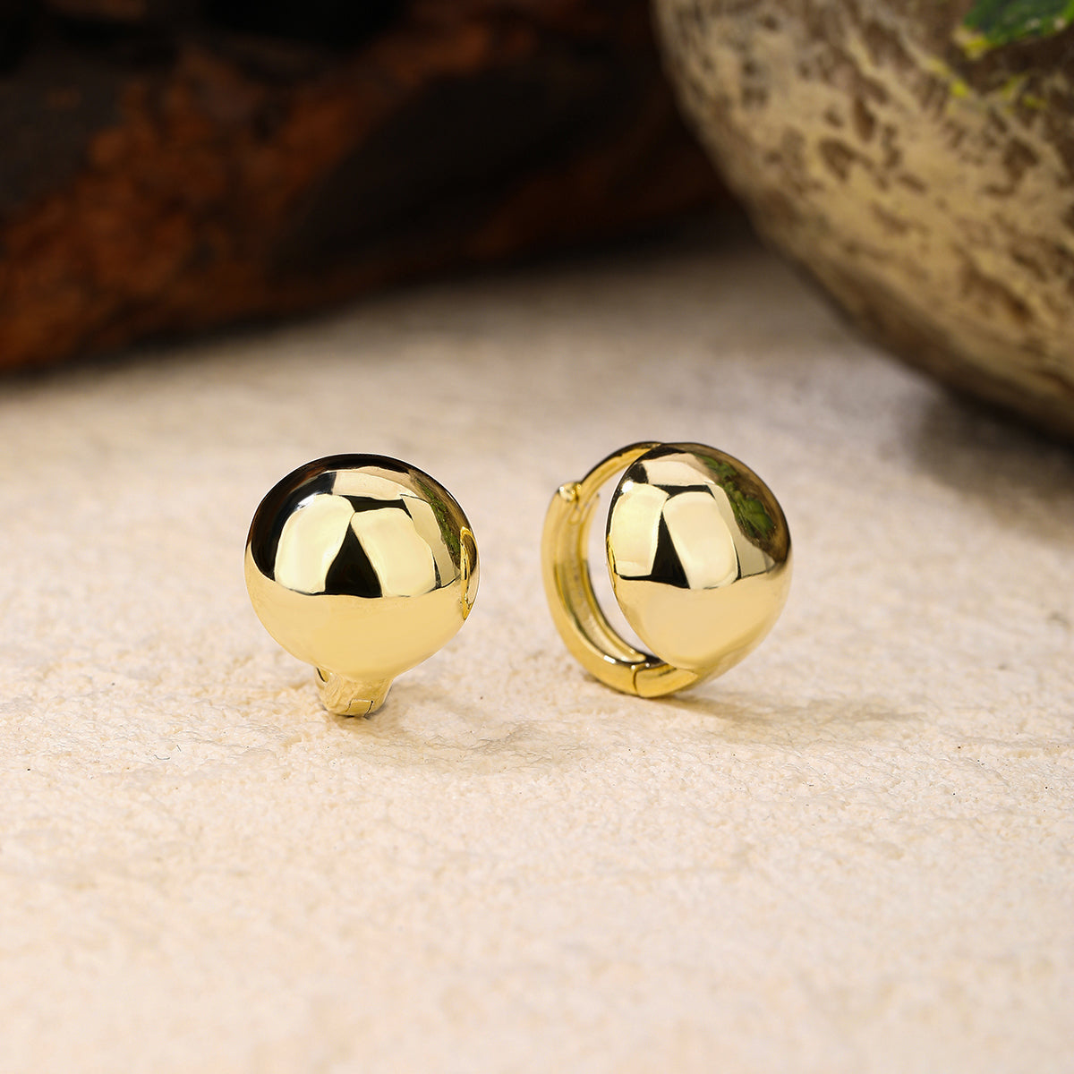 Golden Bean Hoop Earrings