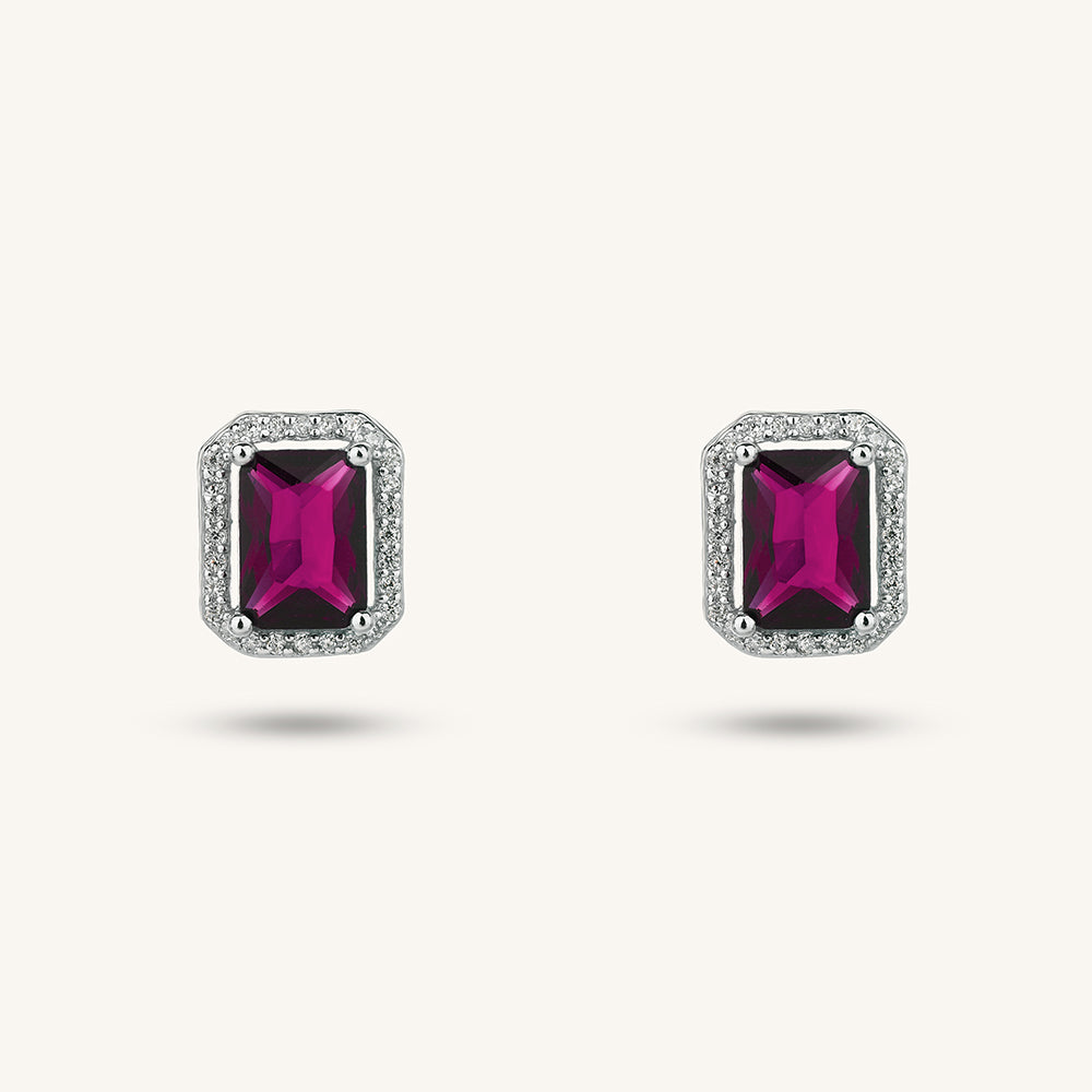 CZ Diamond Halo Stud Earrings Set