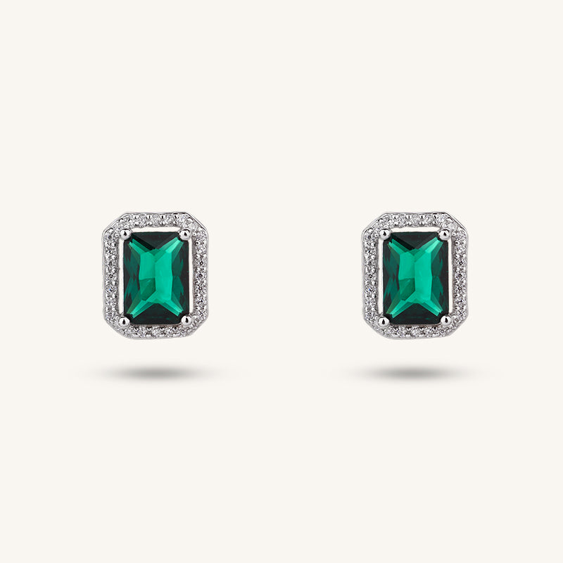 Emerald Green Stud Earrings - 3PC