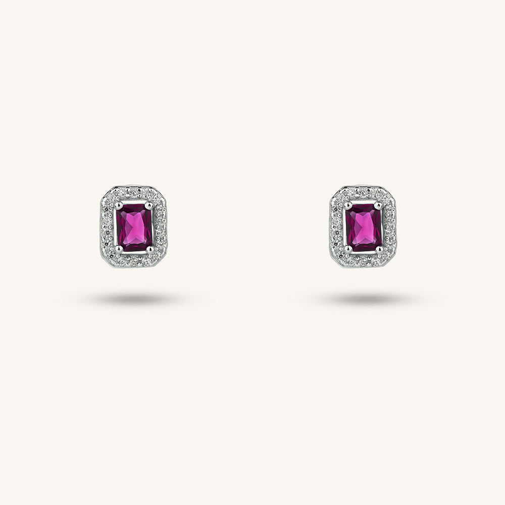 CZ Diamond Halo Stud Earrings Set