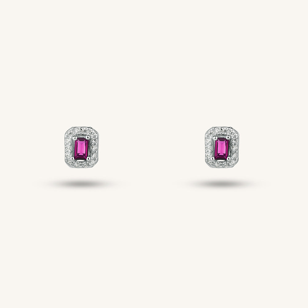 CZ Diamond Halo Stud Earrings Set