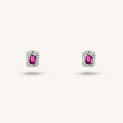 CZ Diamond Halo Stud Earrings Set