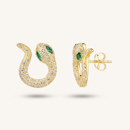 2025 Snake Design Earrings, Emerald Green Dangle Hoop Stud Earrings
