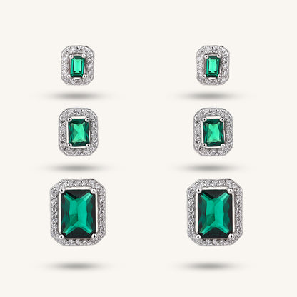 Emerald Green Stud Earrings - 3PC Stackable Earrings | Shukluxe Jewelry