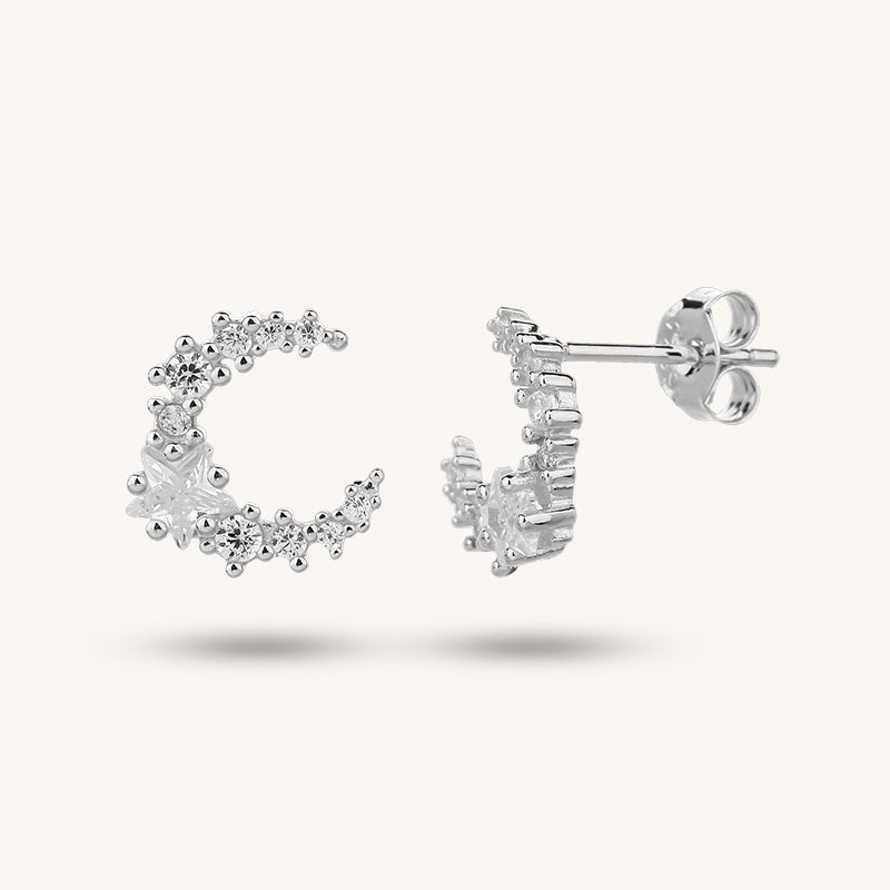 Sparkling Crescent Earrings