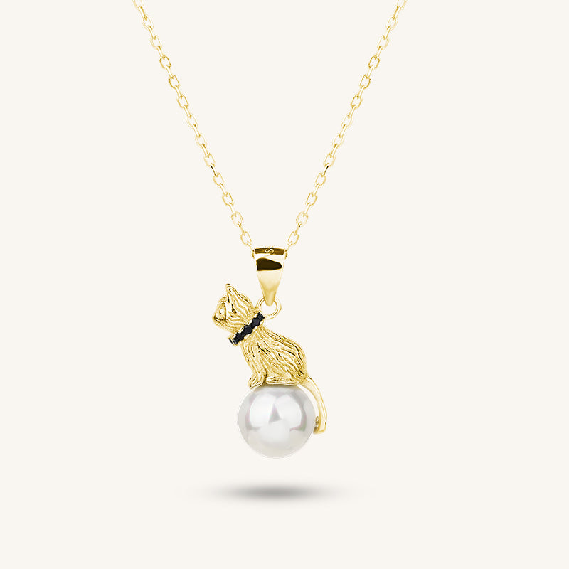 Pearl Kitty Pendant Necklace