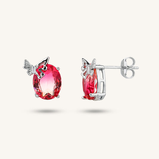 Red Ruby Butterfly Earrings
