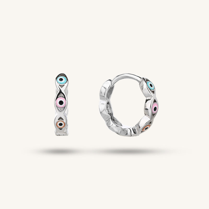 Colorful Evil Eye Hoops