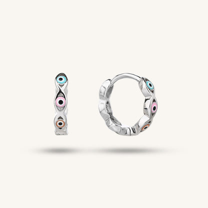 Colorful Evil Eye Hoops