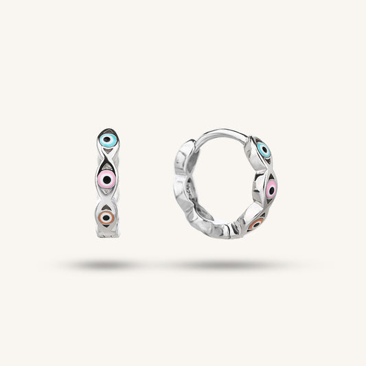 Colorful Evil Eye Hoops