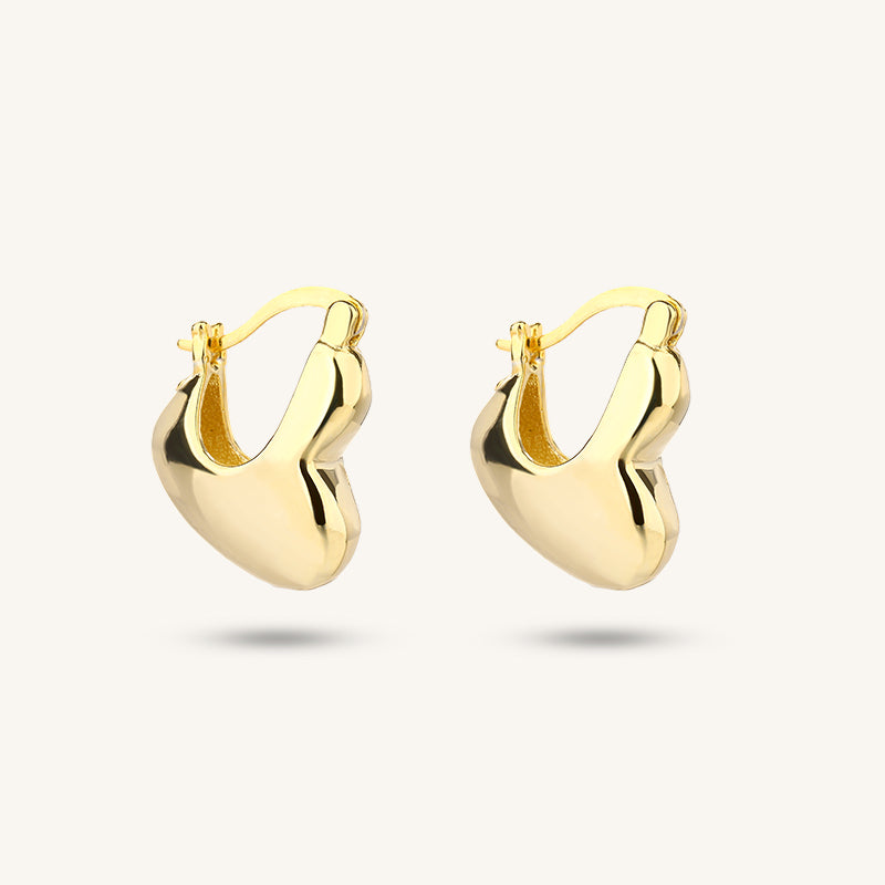 Heart Hoop Earrings Gold