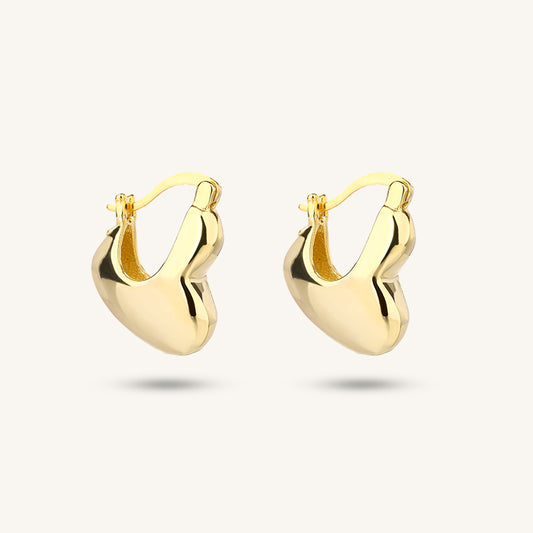 Heart Hoop Earrings Gold