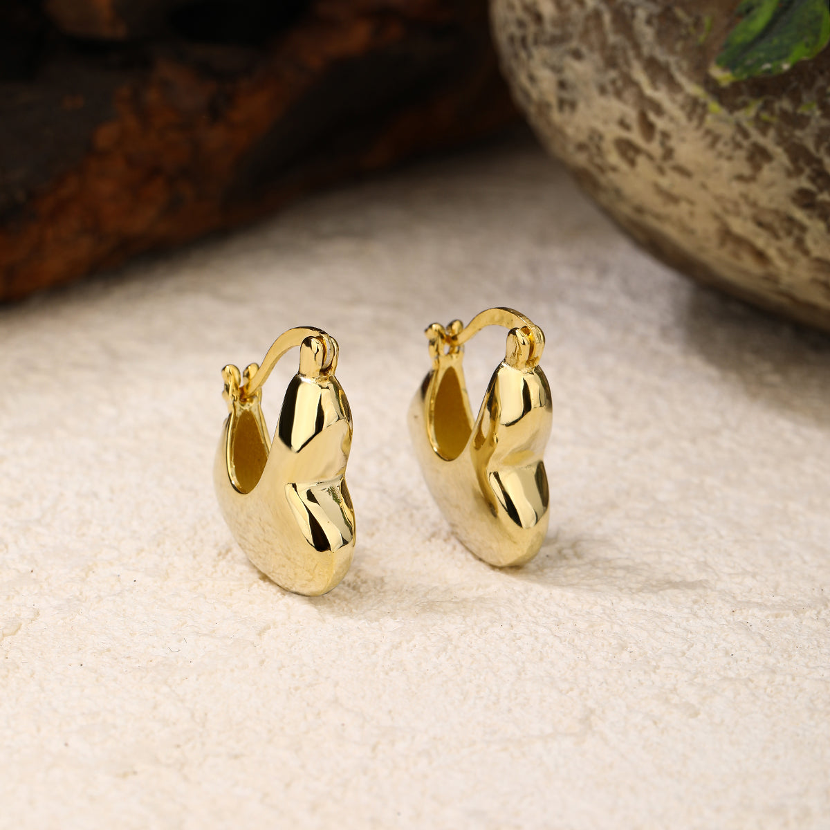 Heart Hoop Earrings Gold