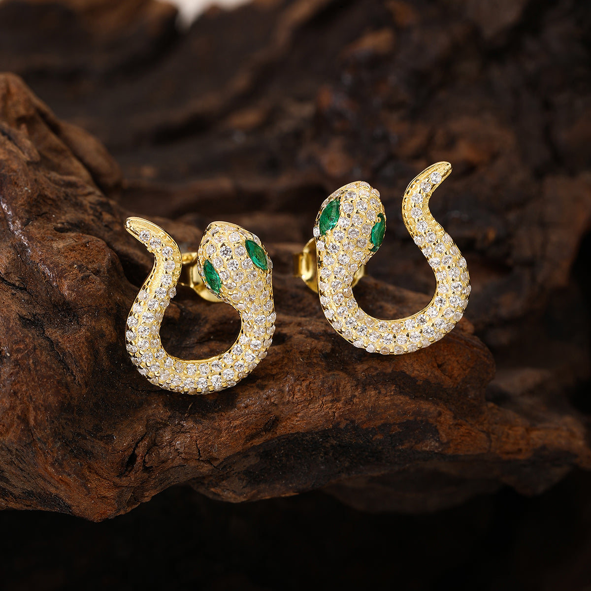 2025 Snake Design Earrings, Emerald Green Dangle Hoop Stud Earrings