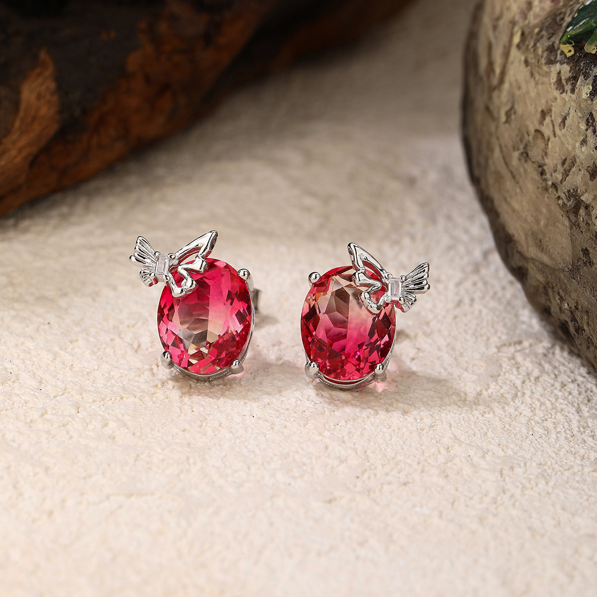 Red Ruby Butterfly Earrings