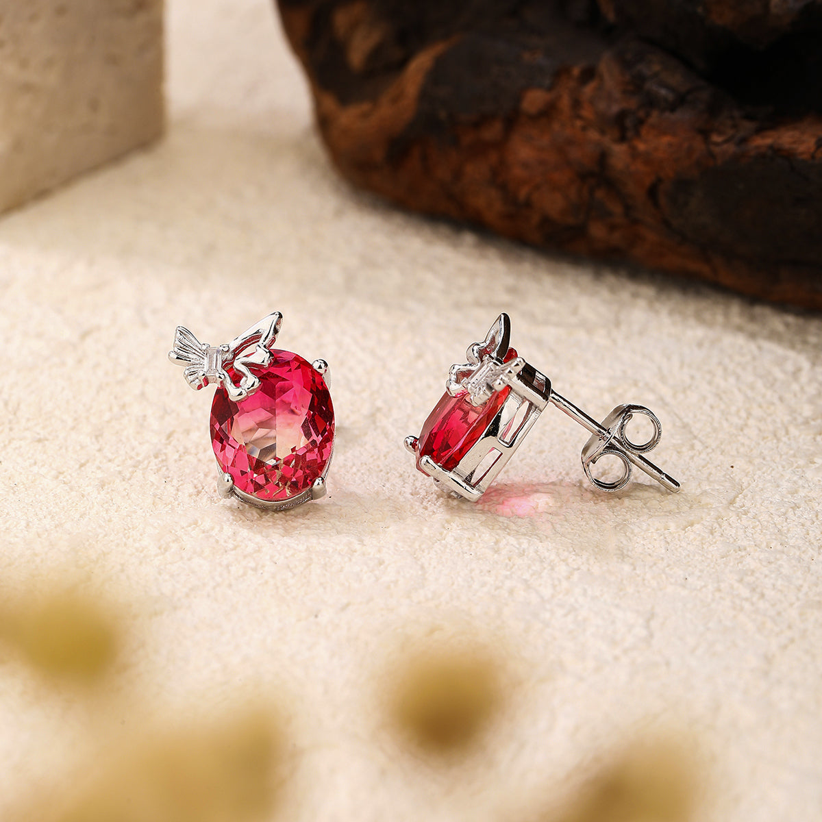Red Ruby Butterfly Earrings