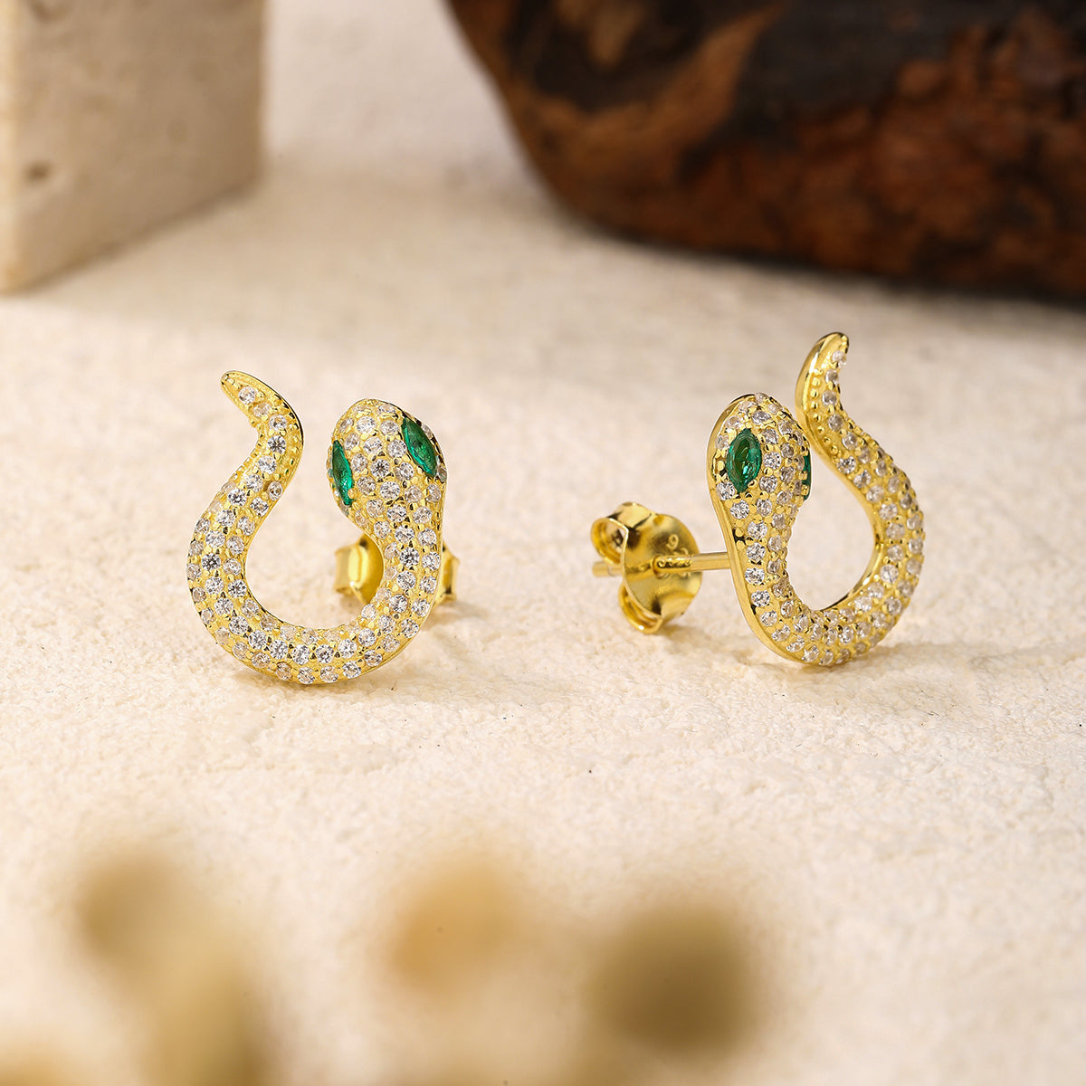 2025 Snake Design Earrings, Emerald Green Dangle Hoop Stud Earrings