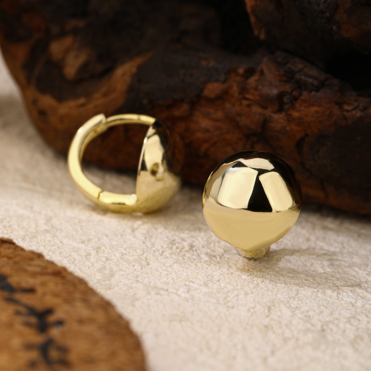 Golden Bean Hoop Earrings