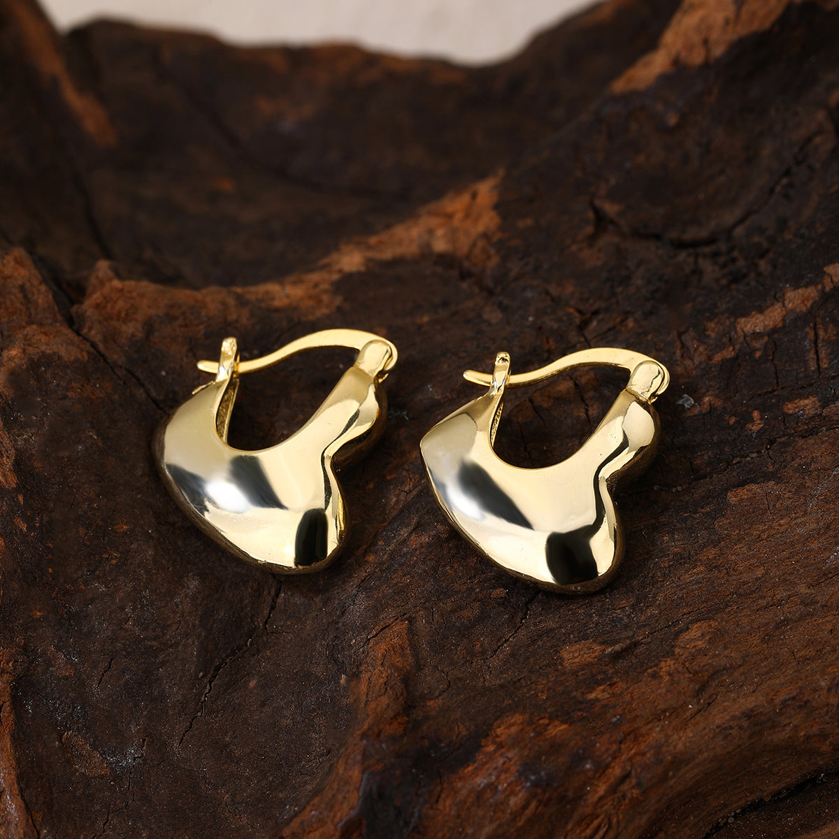 Heart Hoop Earrings Gold