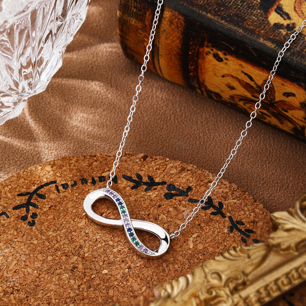 Infinity symbol colorful zircon necklace