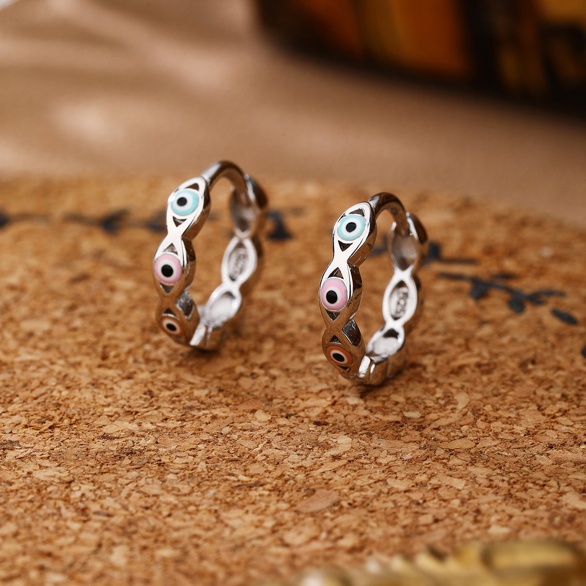 Colorful Evil Eye Hoops