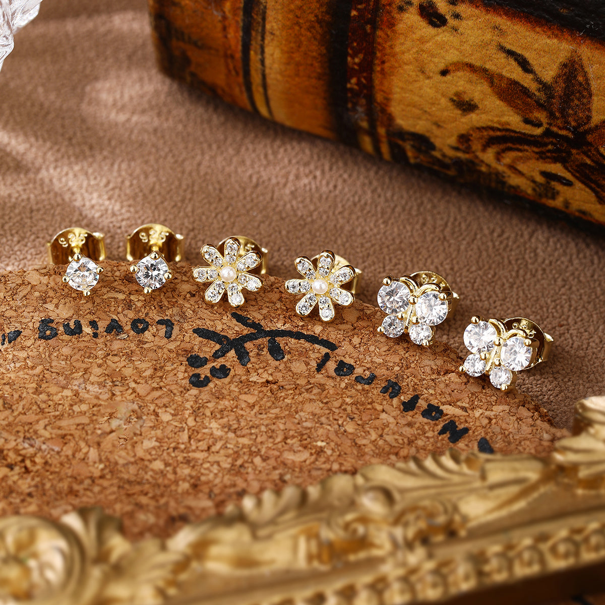 Golden Bloom Earring Set