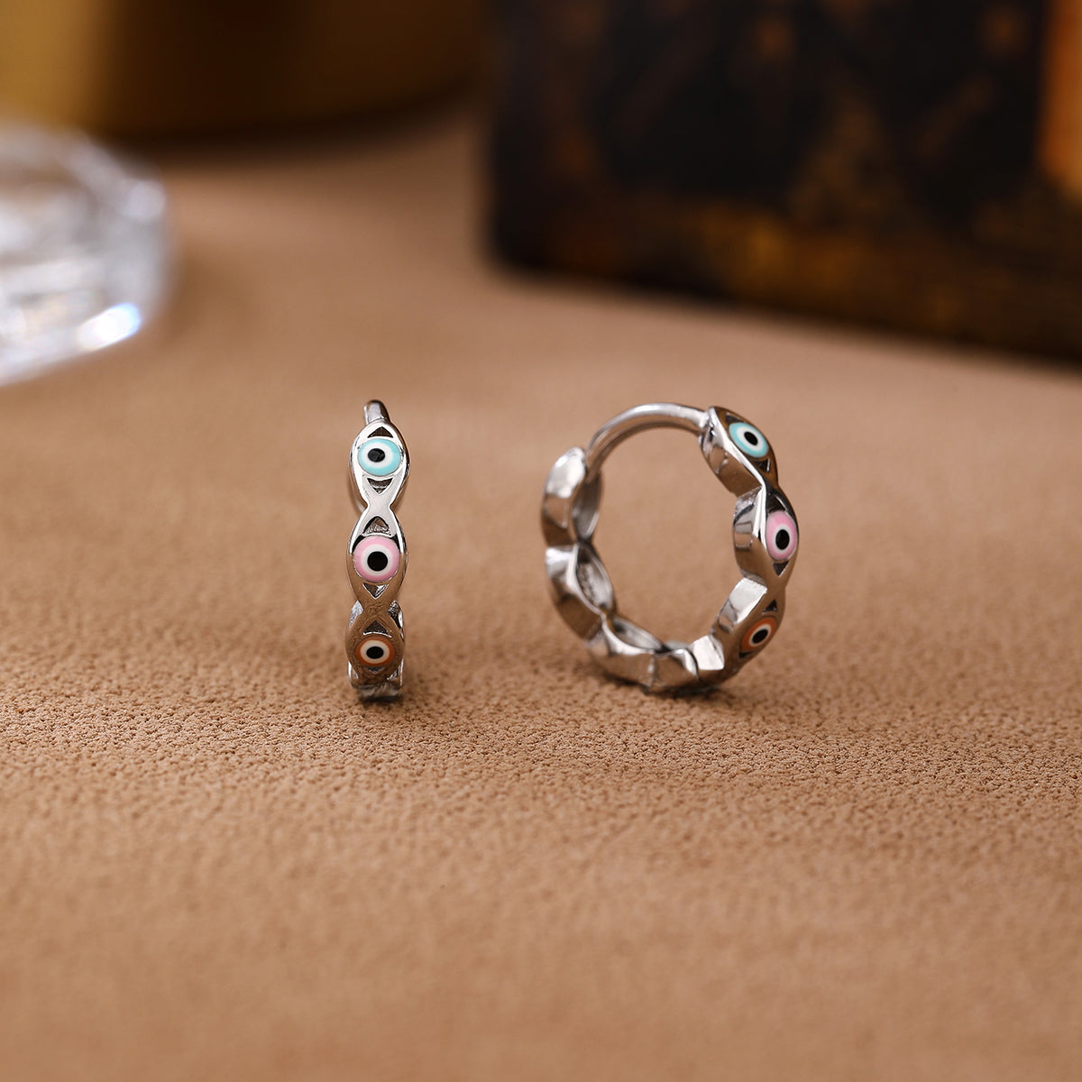 Colorful Evil Eye Hoops