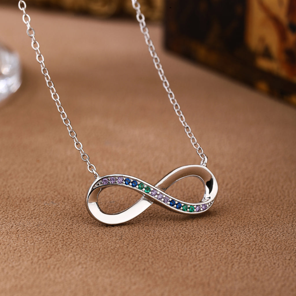 Infinity symbol colorful zircon necklace