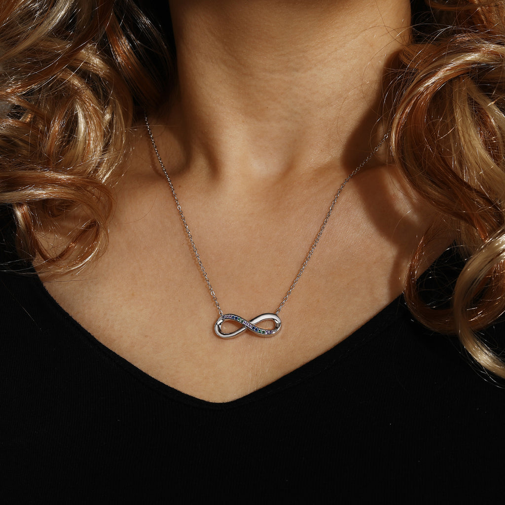 Infinity symbol colorful zircon necklace