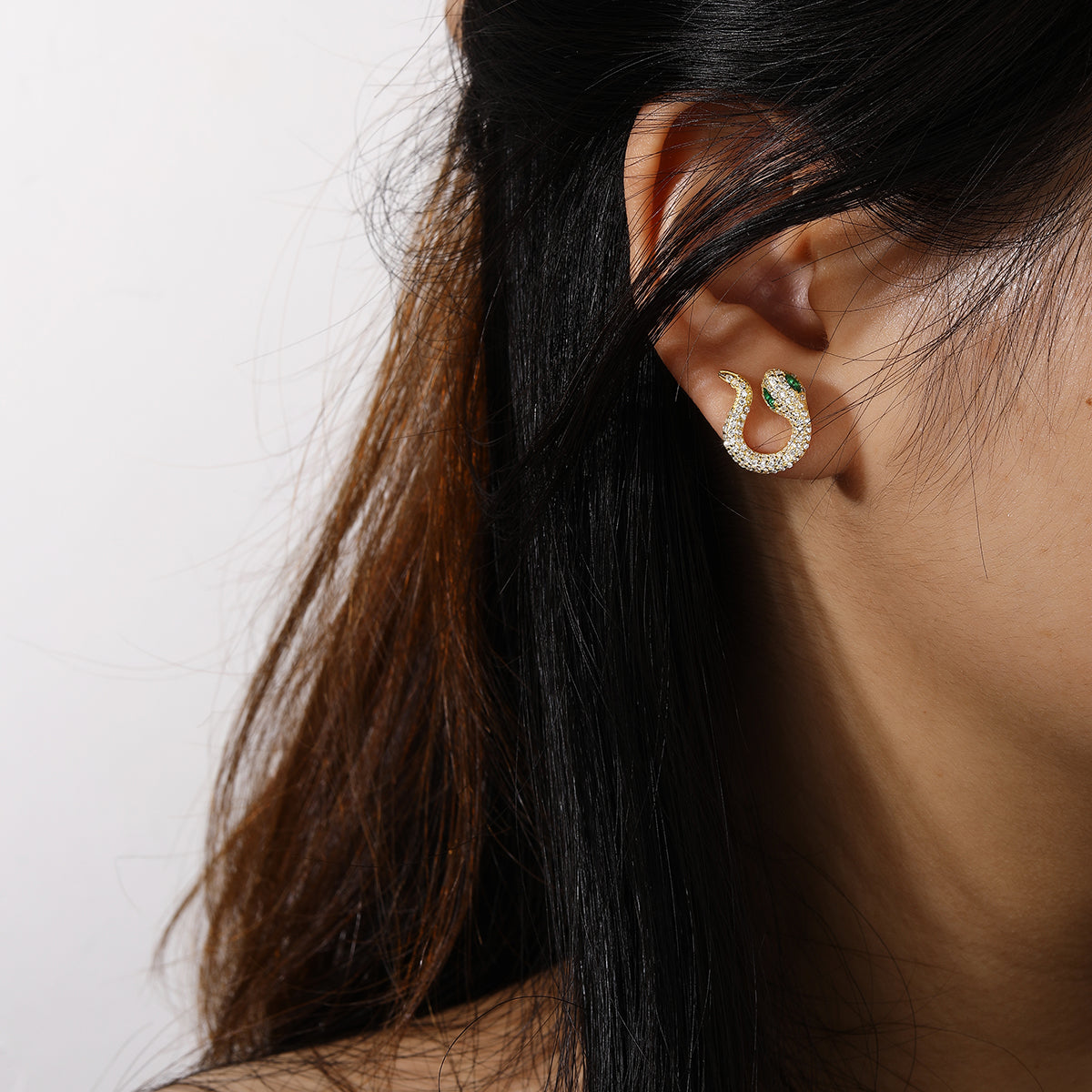 2025 Snake Design Earrings, Emerald Green Dangle Hoop Stud Earrings