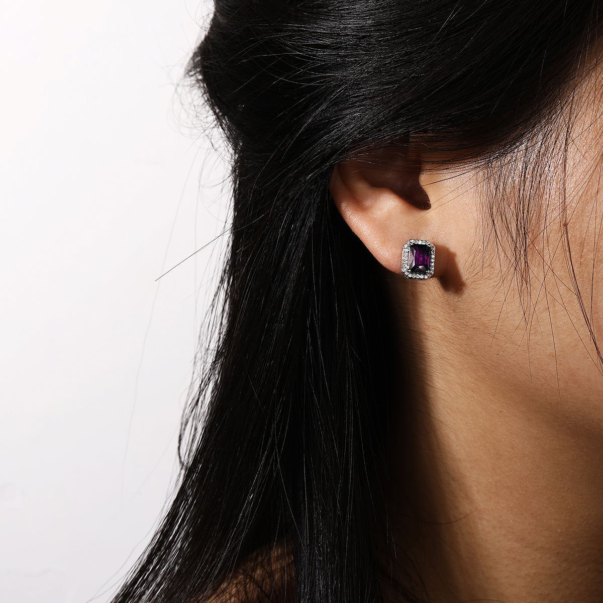 CZ Diamond Halo Stud Earrings Set