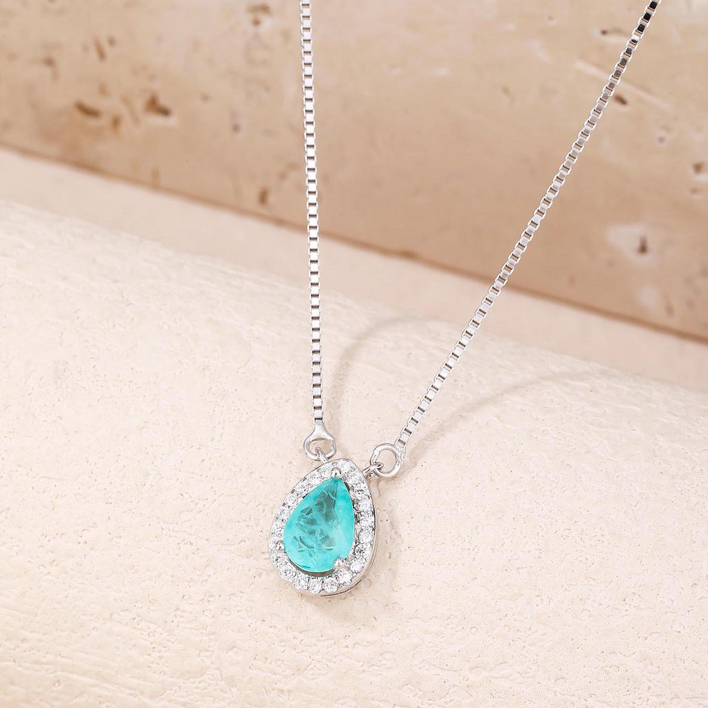 Blue Halo Teardrop Necklace