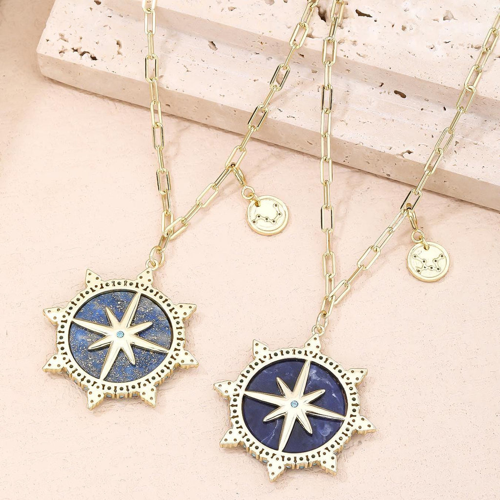 Sun Compass Lapis Necklace