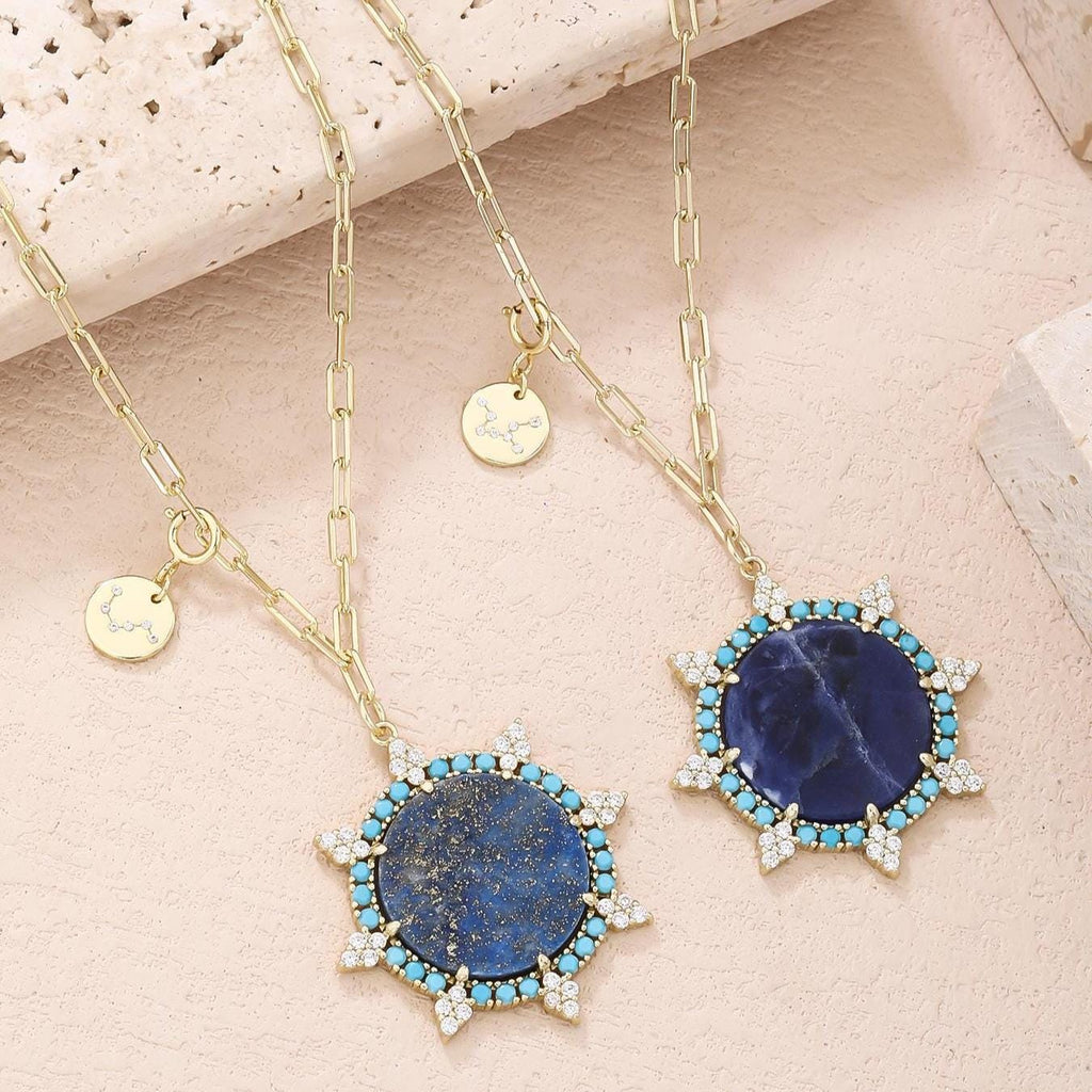 Sun Compass Lapis Necklace