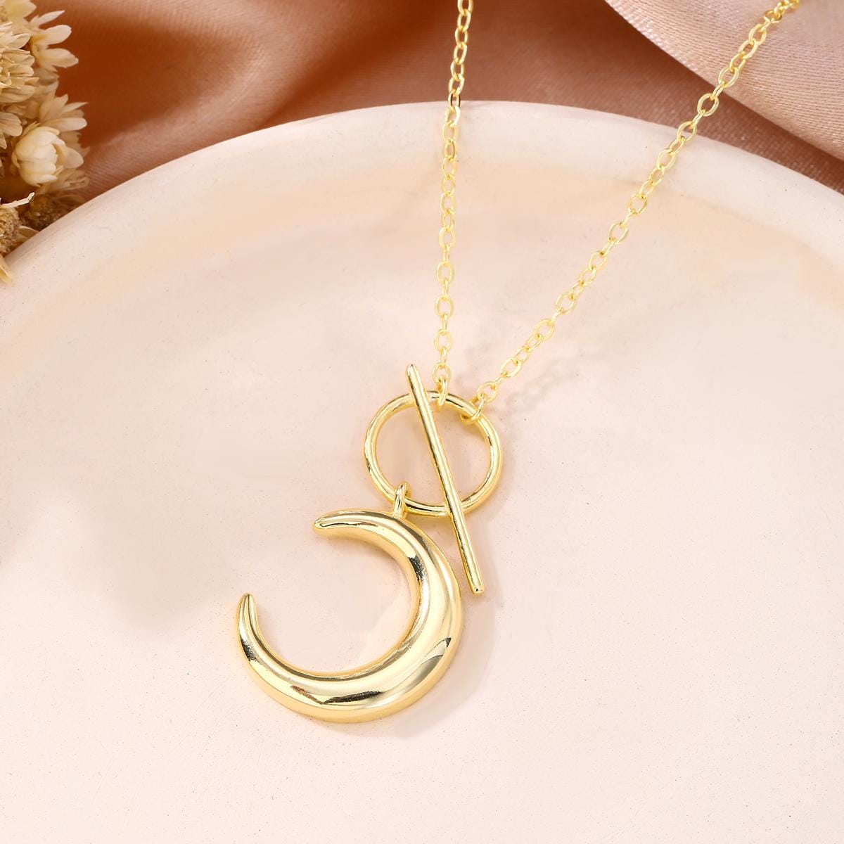 Crescent Moon Toggle Necklace