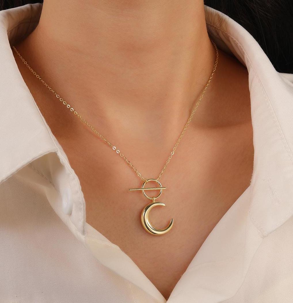Crescent Moon Toggle Necklace