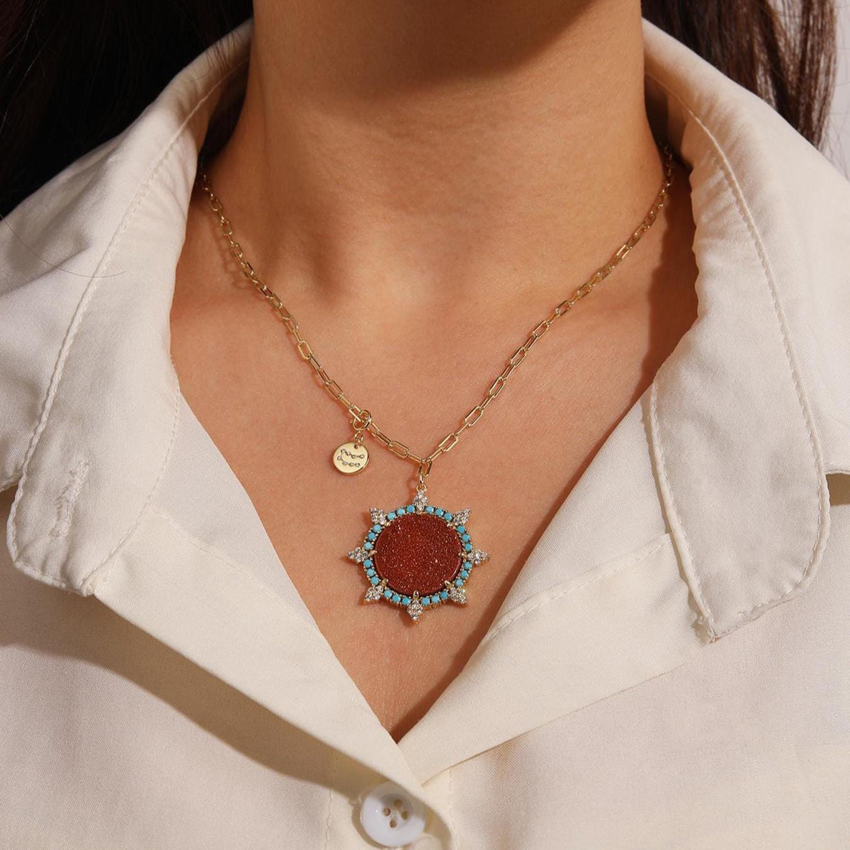 Sun Compass Lapis Necklace