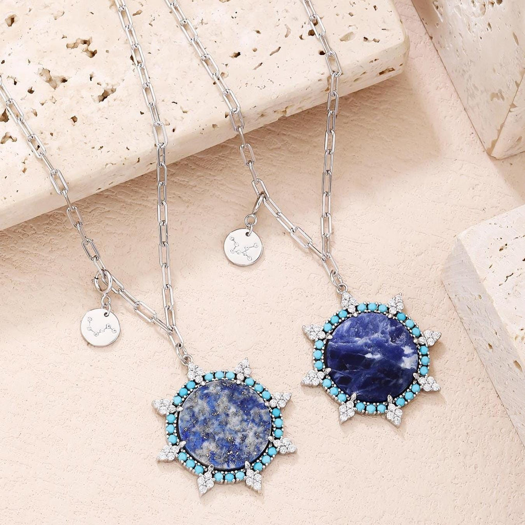 Sun Compass Lapis Necklace