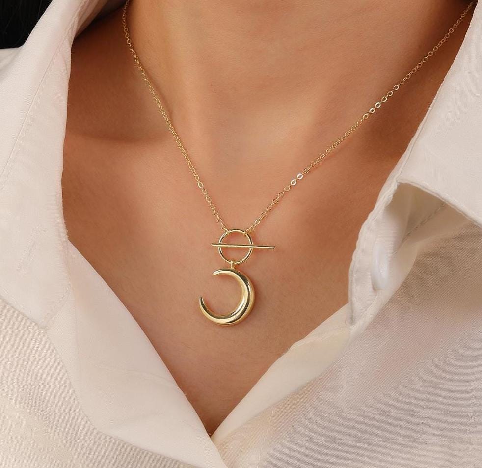 Crescent Moon Toggle Necklace