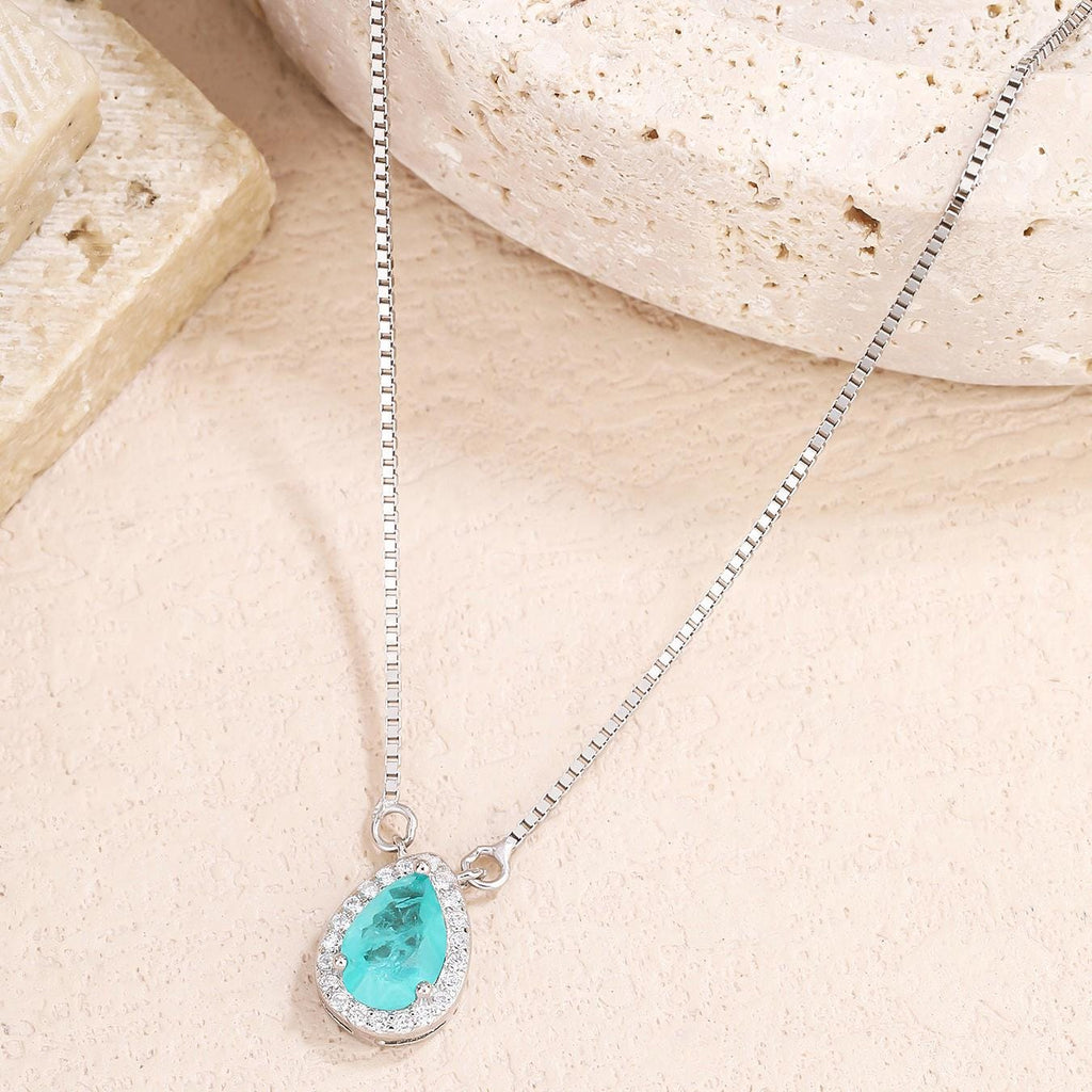 Blue Halo Teardrop Necklace