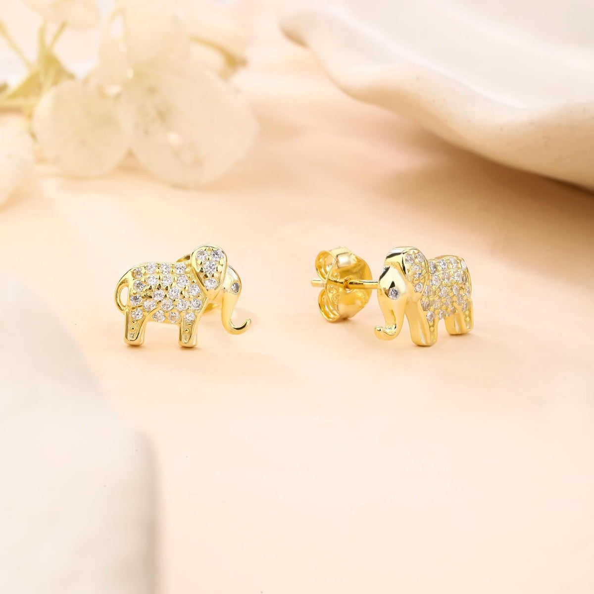 Tiny Elephant Stud Earrings