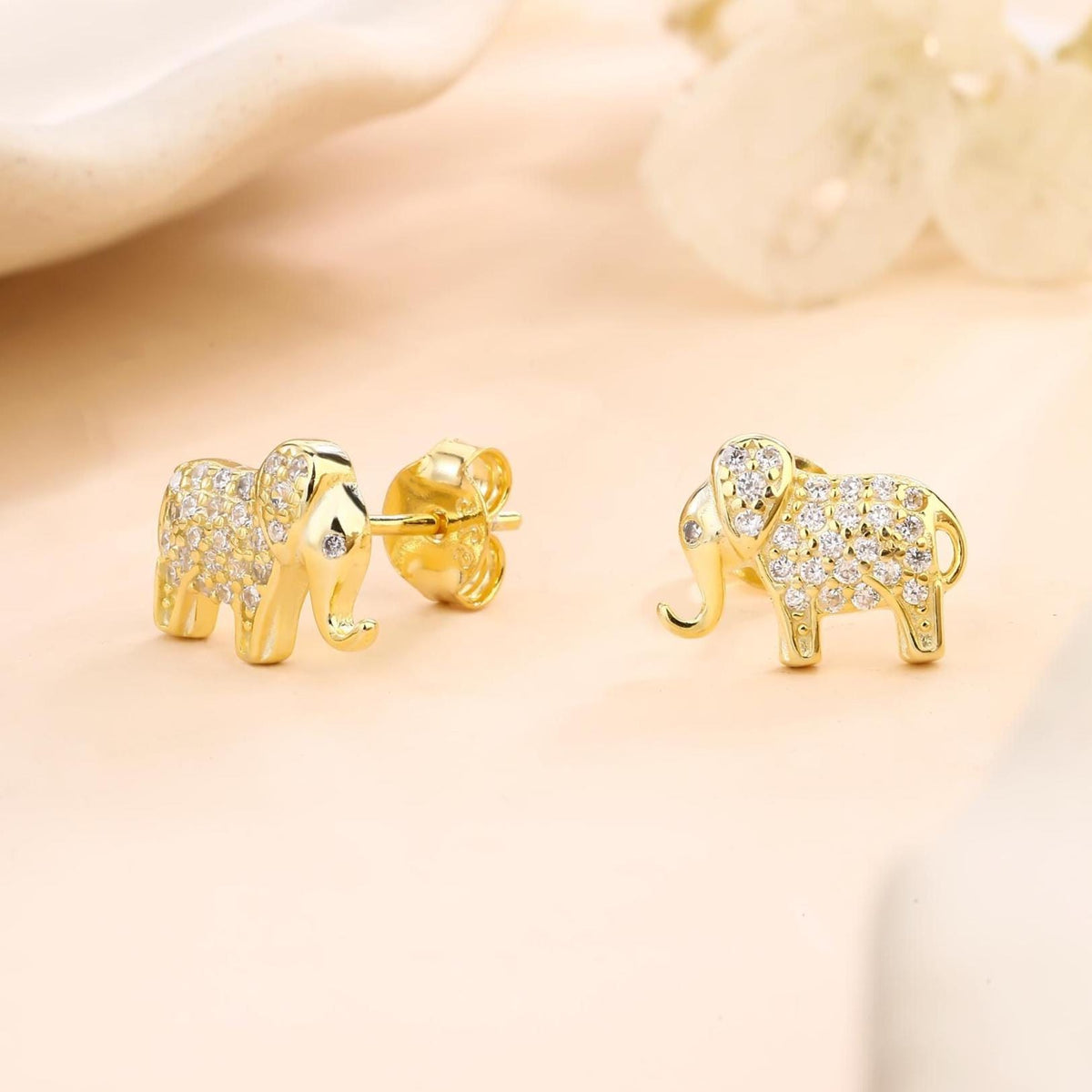 Tiny Elephant Stud Earrings