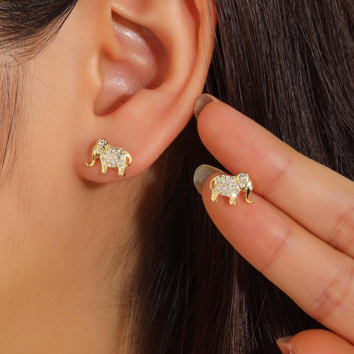 Tiny Elephant Stud Earrings