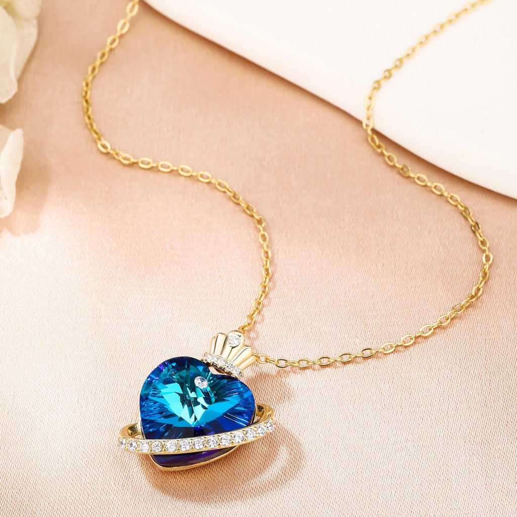Blue Crystal Heart Necklace