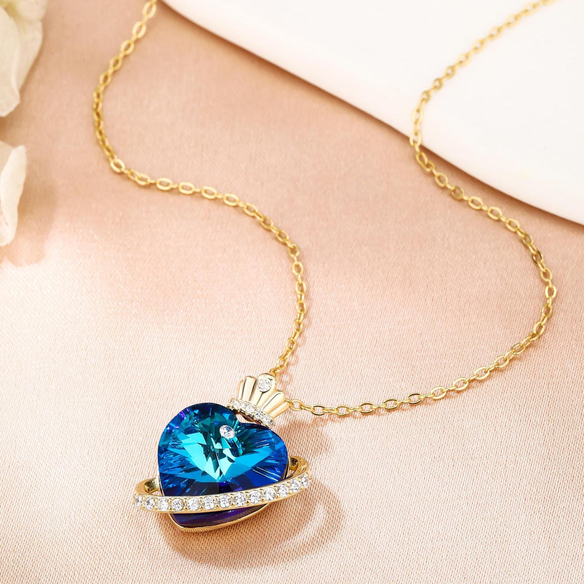 Blue Crystal Heart Necklace