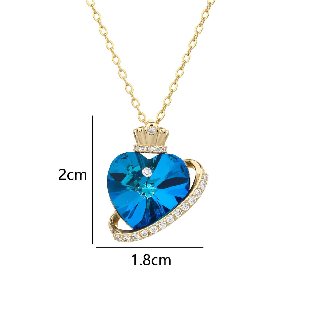 Blue Crystal Heart Necklace
