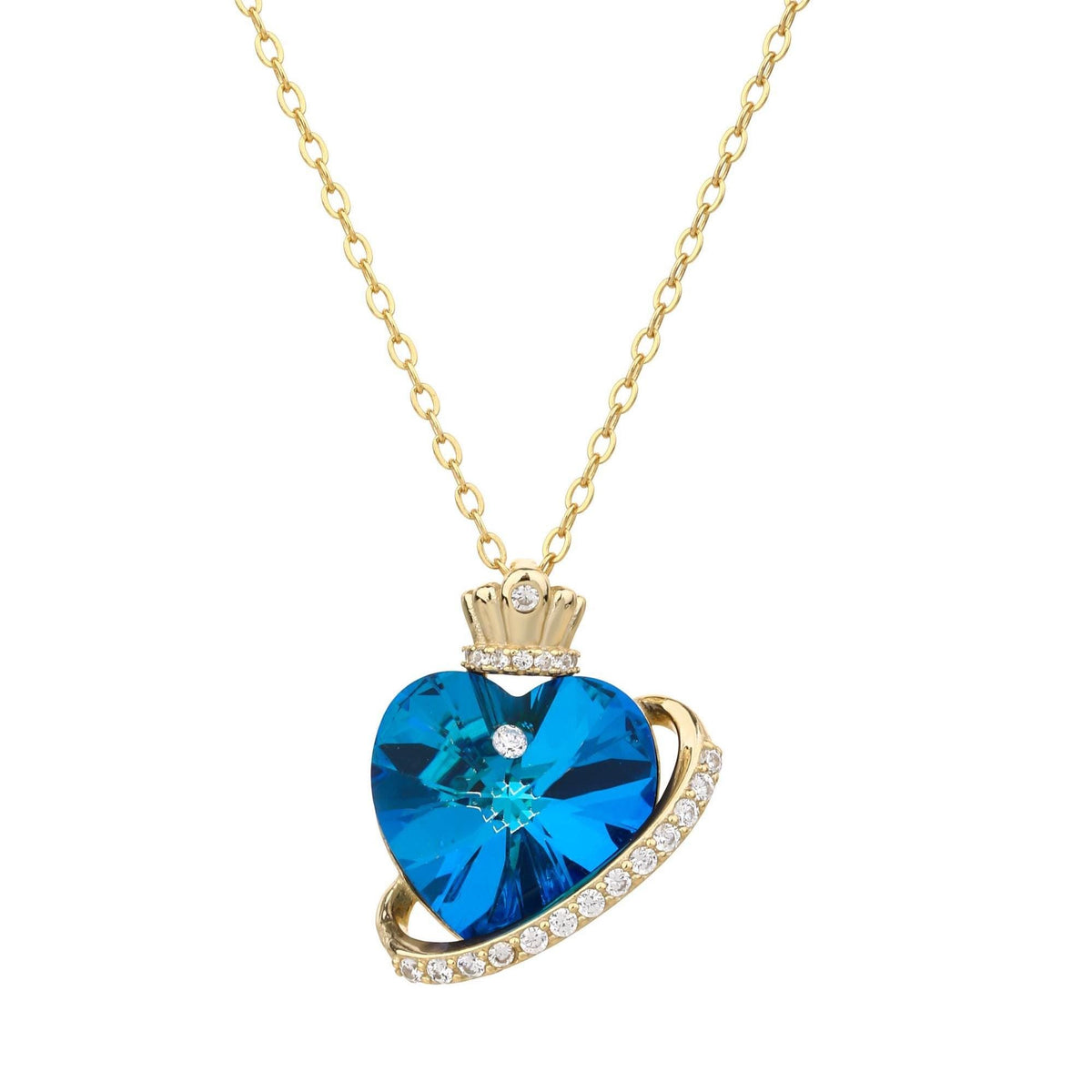 Blue Crystal Heart Necklace