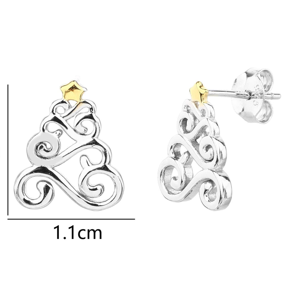 Silver Christmas Tree Stud Earrings