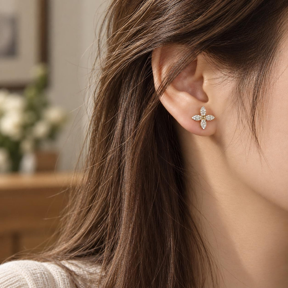 Four Leaf Clover Stud Earrings